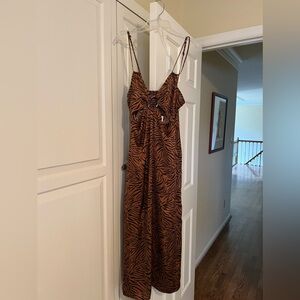 Zara Zebra Satin MIDI Dress
